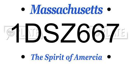 1DSZ667 Massachusetts License Plate