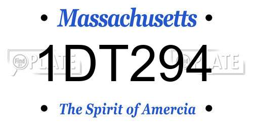 1DT294 Massachusetts License Plate