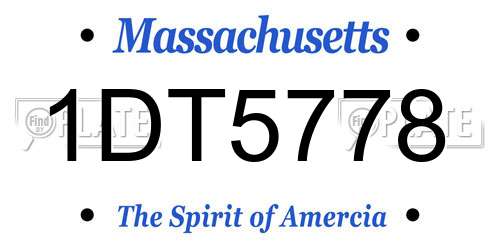 1DT5778 Massachusetts License Plate