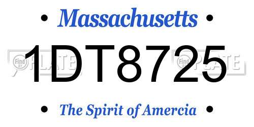 1DT8725 Massachusetts License Plate