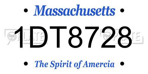 1DT8728 Massachusetts License Plate