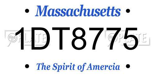 1DT8775 Massachusetts License Plate