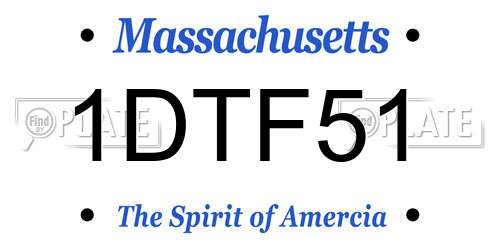 1DTF51 Massachusetts License Plate