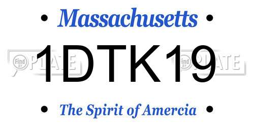 1DTK19 Massachusetts License Plate