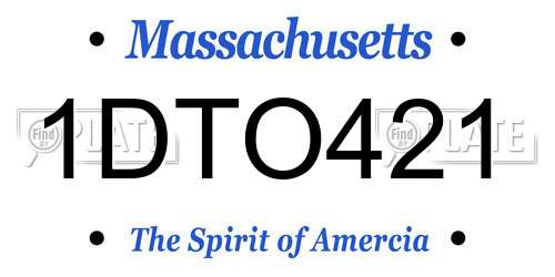 1DTO421 Massachusetts License Plate