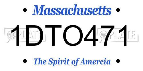 1DTO471 Massachusetts License Plate