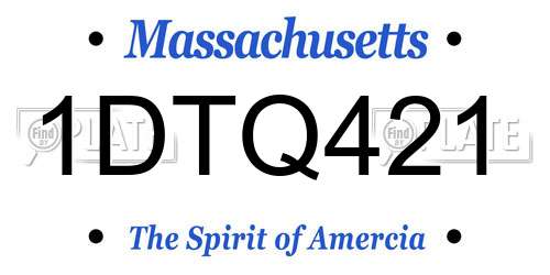 1DTQ421 Massachusetts License Plate