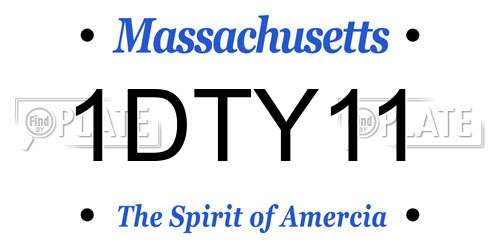 1DTY11 Massachusetts License Plate