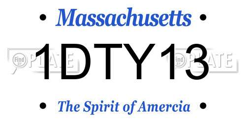 1DTY13 Massachusetts License Plate