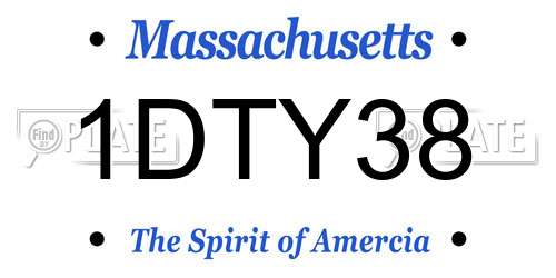 1DTY38 Massachusetts License Plate