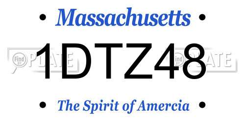 1DTZ48 Massachusetts License Plate