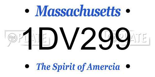 1DV299 Massachusetts License Plate