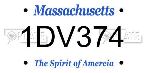 1DV374 Massachusetts License Plate