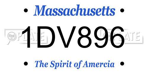 1DV896 Massachusetts License Plate