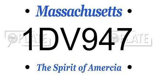 1DV947 Massachusetts License Plate