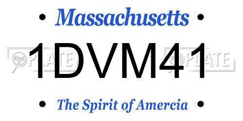 1DVM41 Massachusetts License Plate
