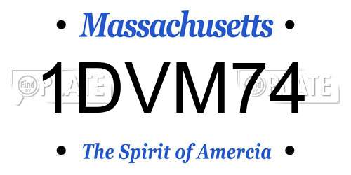 1DVM74 Massachusetts License Plate