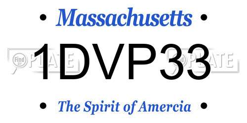 1DVP33 Massachusetts License Plate