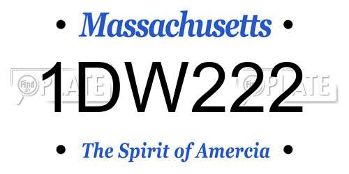 1DW222 Massachusetts License Plate