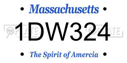 1DW324 Massachusetts License Plate
