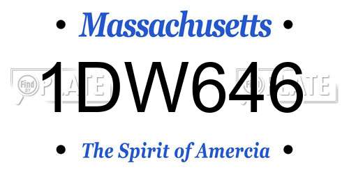 1DW646 Massachusetts License Plate