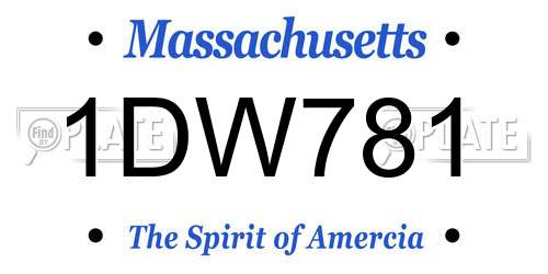 1DW781 Massachusetts License Plate