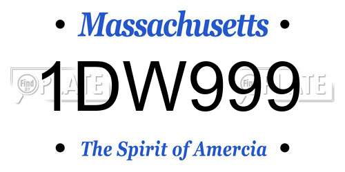 1DW999 Massachusetts License Plate