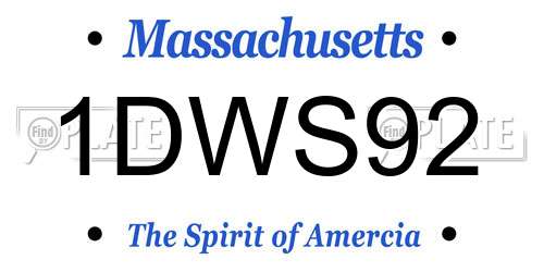 1DWS92 Massachusetts License Plate