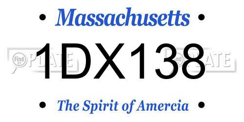 1DX138 Massachusetts License Plate