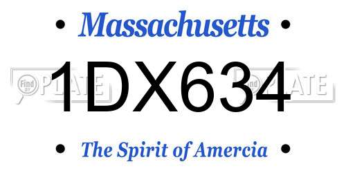 1DX634 Massachusetts License Plate