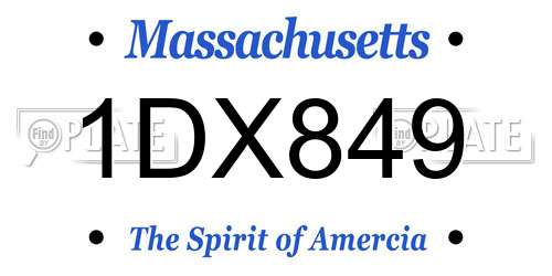 1DX849 Massachusetts License Plate