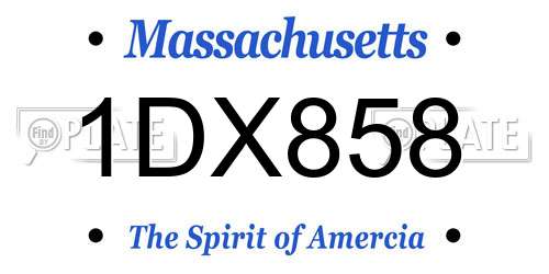 1DX858 Massachusetts License Plate