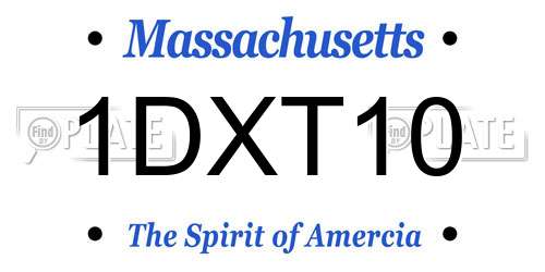 1DXT10 Massachusetts License Plate