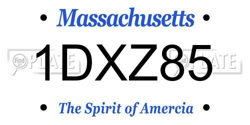1DXZ85 Massachusetts License Plate