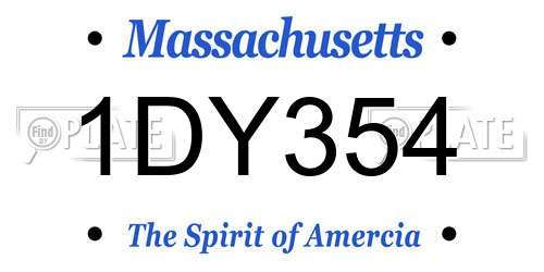 1DY354 Massachusetts License Plate