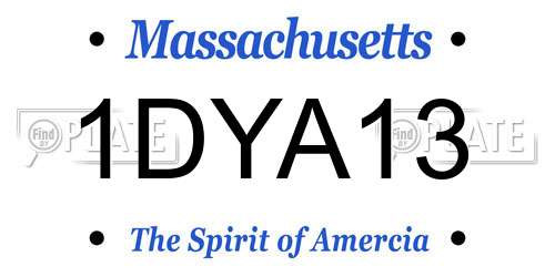 1DYA13 Massachusetts License Plate