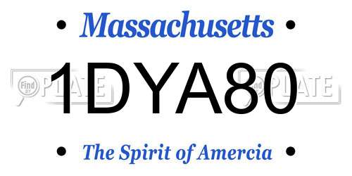 1DYA80 Massachusetts License Plate