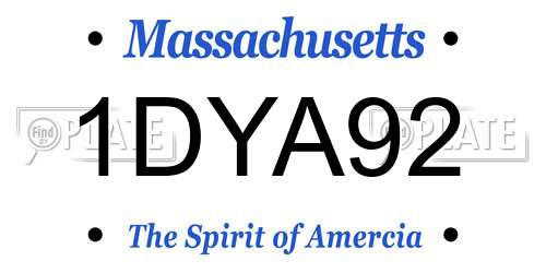 1DYA92 Massachusetts License Plate