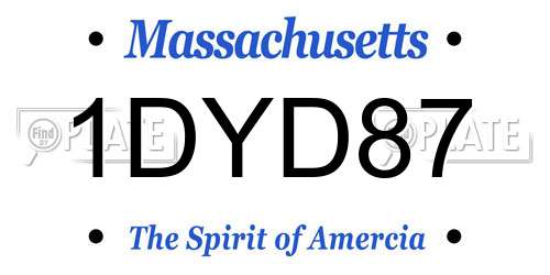 1DYD87 Massachusetts License Plate