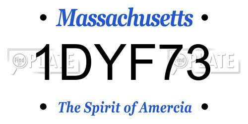 1DYF73 Massachusetts License Plate
