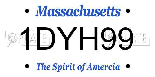 1DYH99 Massachusetts License Plate