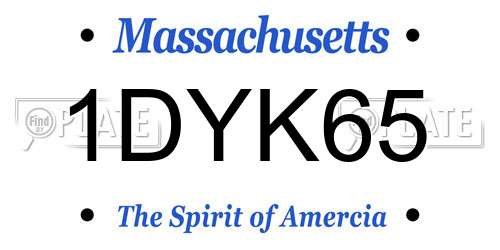 1DYK65 Massachusetts License Plate