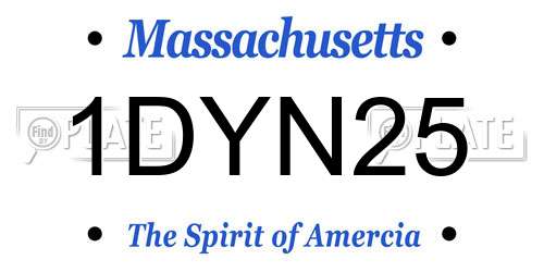 1DYN25 Massachusetts License Plate