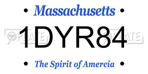 1DYR84 Massachusetts License Plate