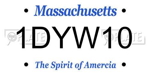 1DYW10 Massachusetts License Plate