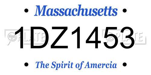 1DZ1453 Massachusetts License Plate