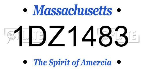 1DZ1483 Massachusetts License Plate