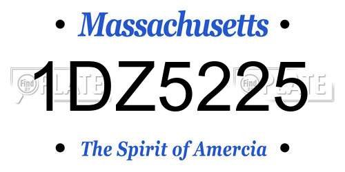 1DZ5225 Massachusetts License Plate