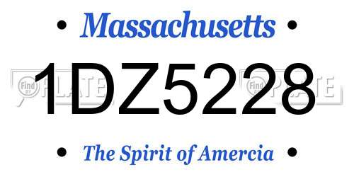 1DZ5228 Massachusetts License Plate