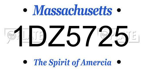 1DZ5725 Massachusetts License Plate